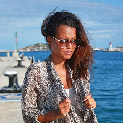 McQueen Silver Brown sunglasses - KEIKEI COLLECTIONS